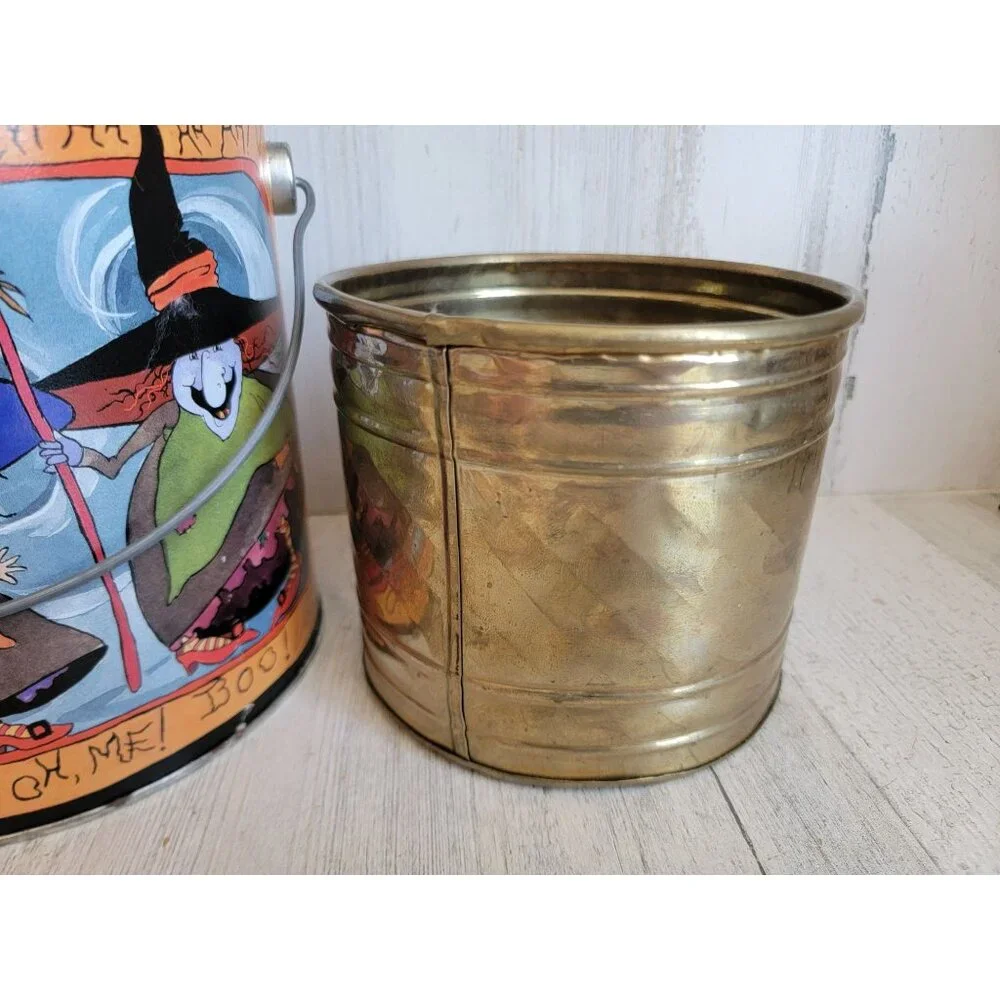 Vintage‎ witch metal bucket set Halloween home decor